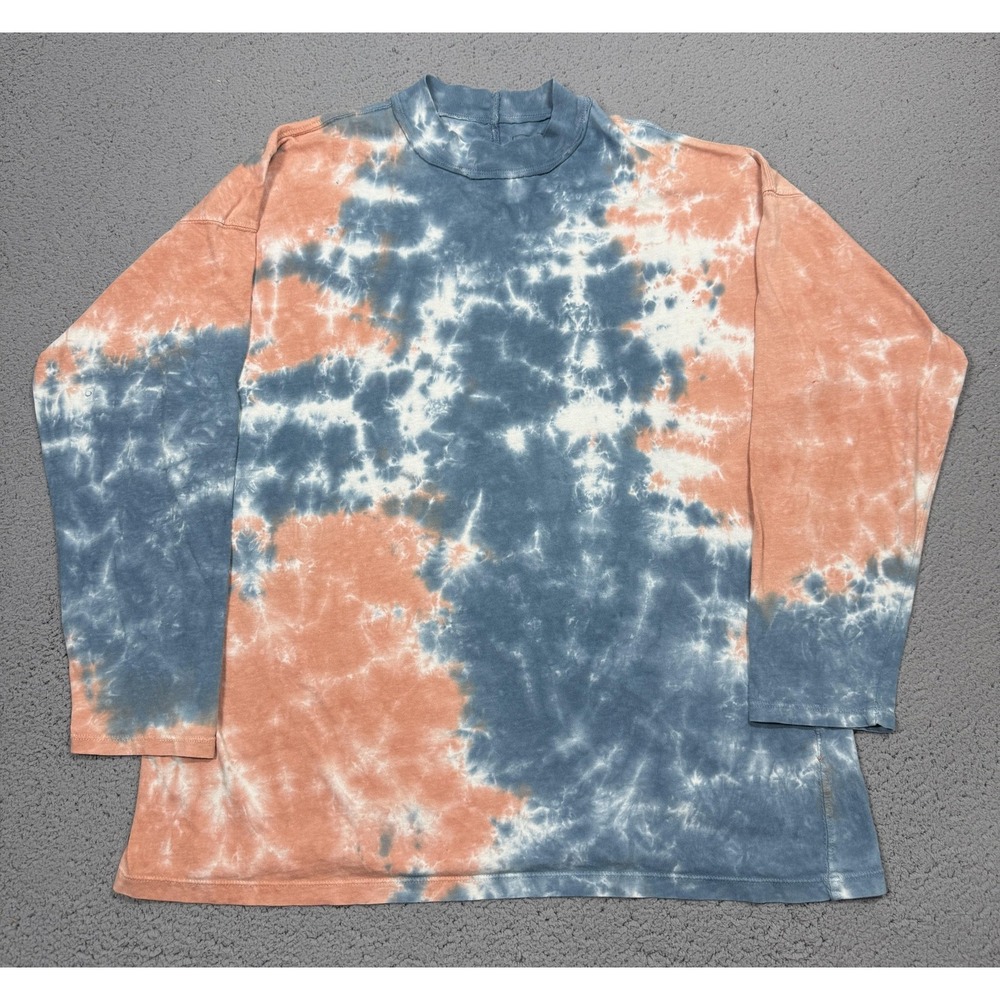 We The Free Shirt Womens Small Multicolor Tie Dye‎ Long Sleeve Mock Neck Cotton
